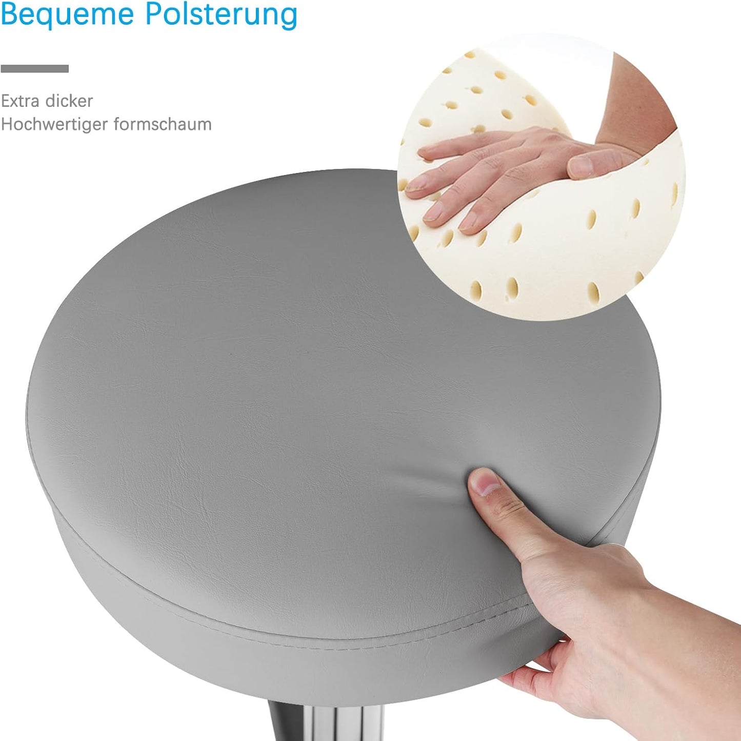 Höhenverstellbarer Rollhocker, Grau