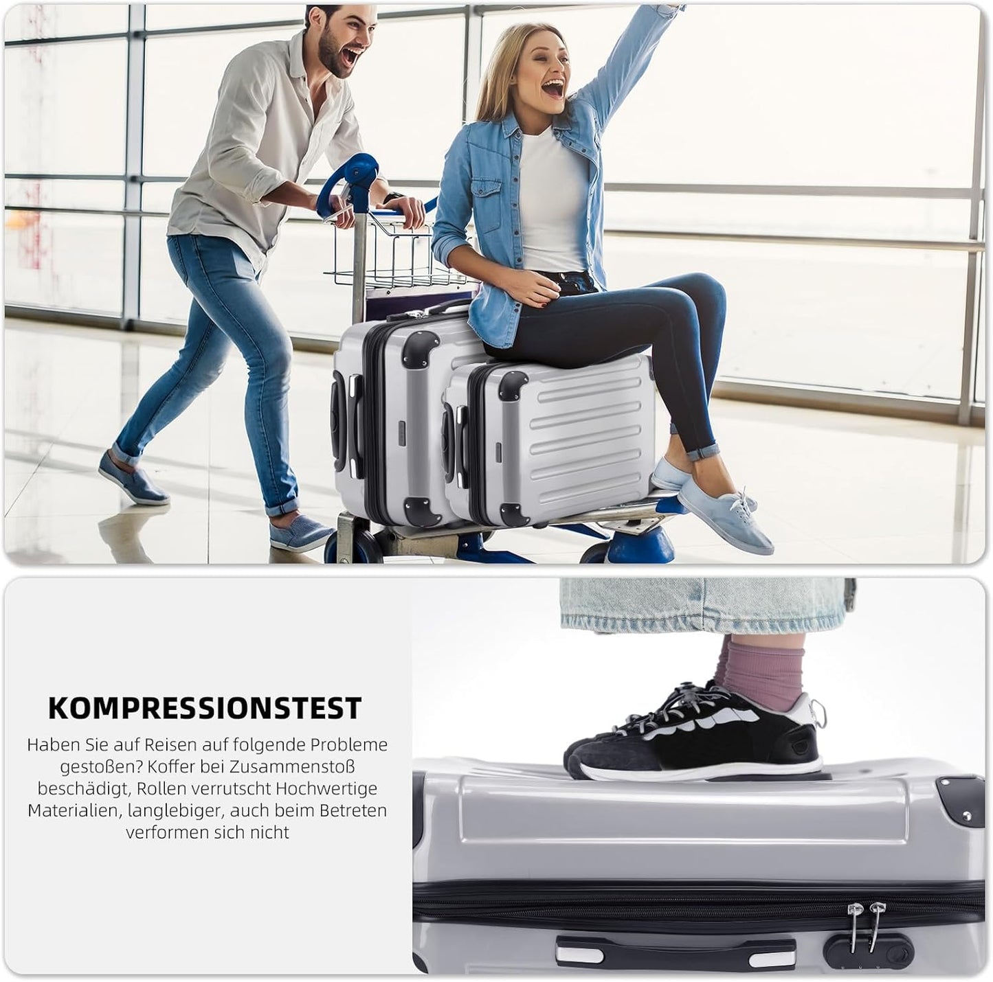 Hartschalenkoffer, Silber|XL