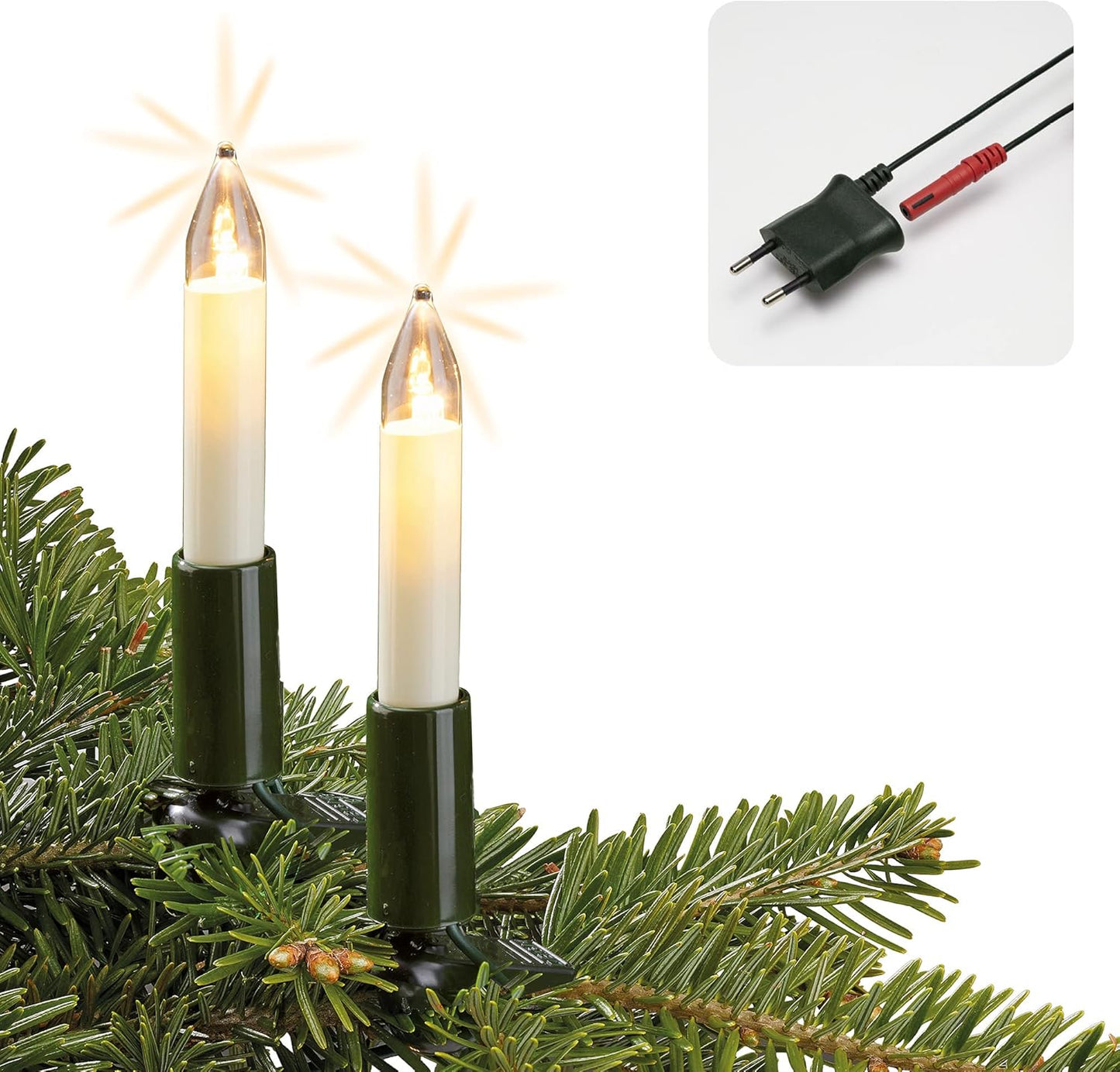 Weihnachtsbaum LED-Lichterkette mit Clip (20 Lichter), 20 luci / 13,3 m illuminati | Ohne Flackereffekt