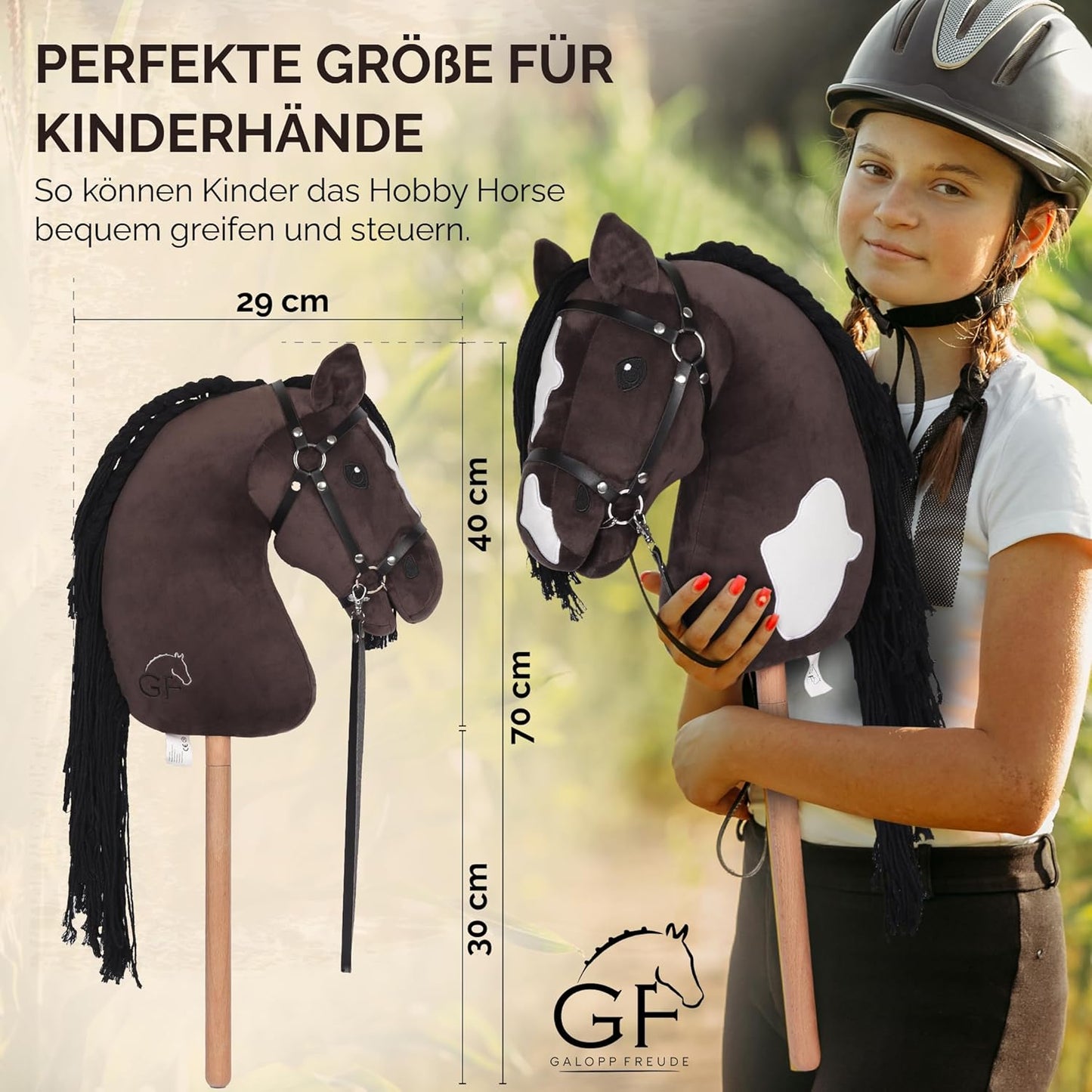 Hobby Horse Steckenpferd Braunschecke mit Zubehör