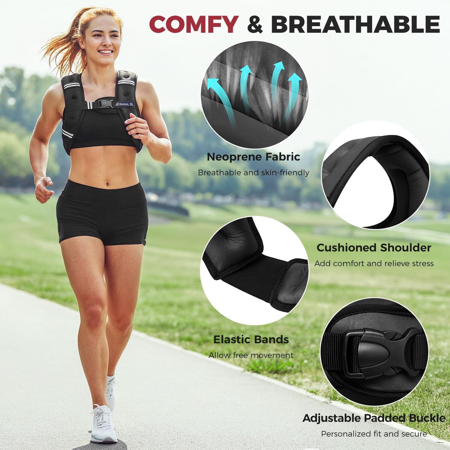 Gewichtsweste für Krafttraining, Schwarz 3.6kg/8lb