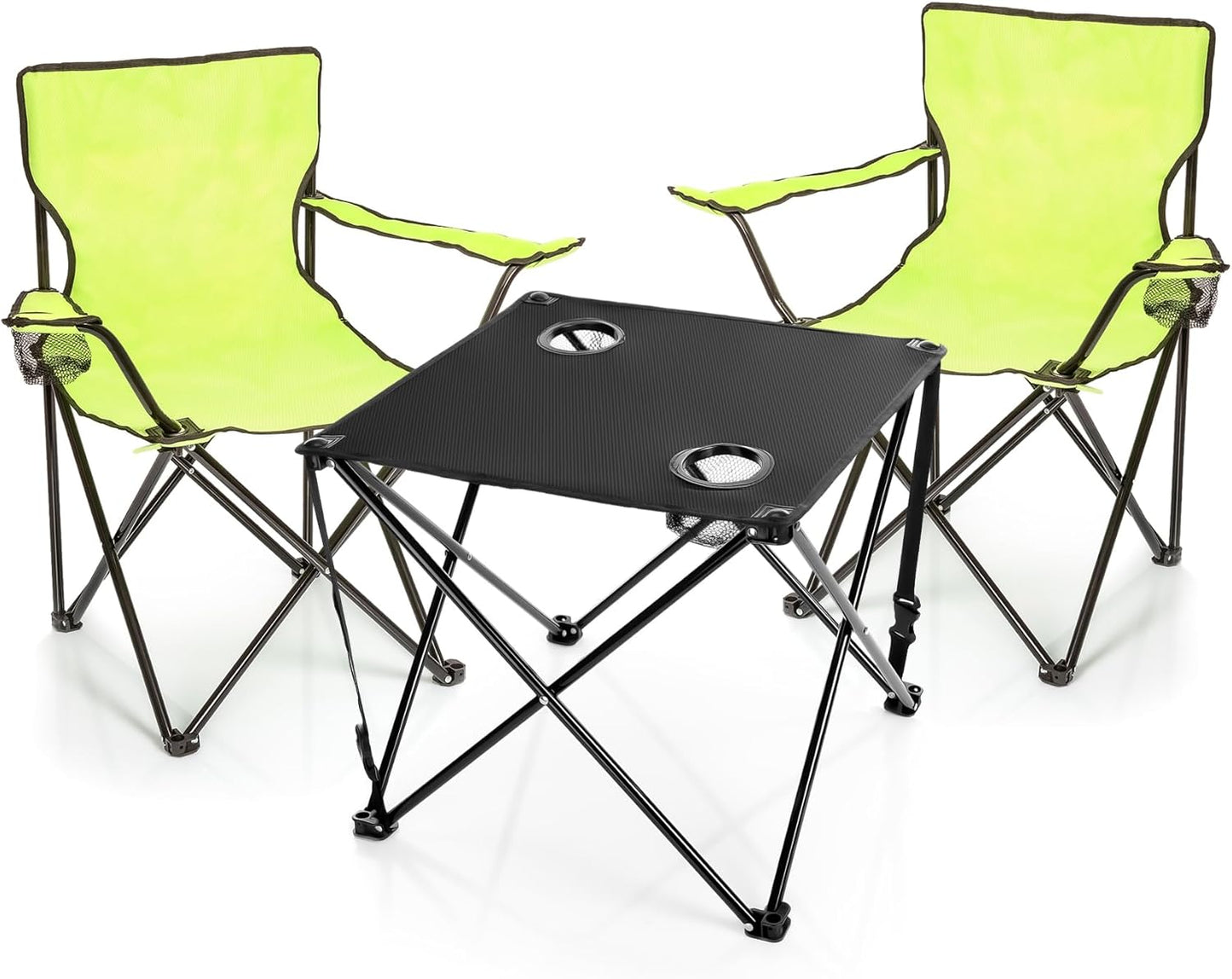 Faltbarer Campingtisch mit Stühlen, Neon Grün