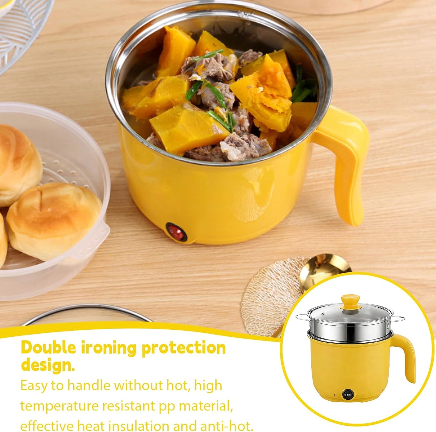Hot Pot mit Dampfgarer Mini-Multikocher
