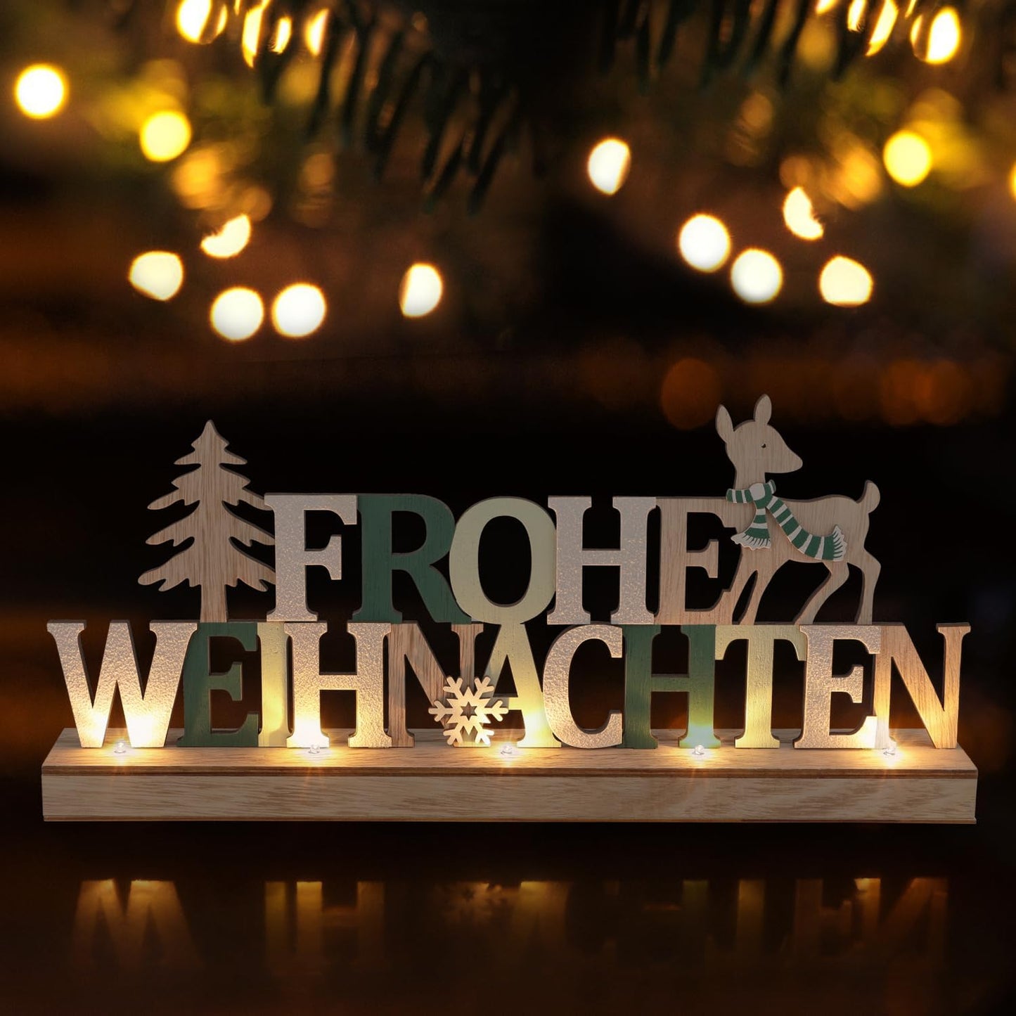 LED-Deko-Aufsteller, Rentiere - Grün