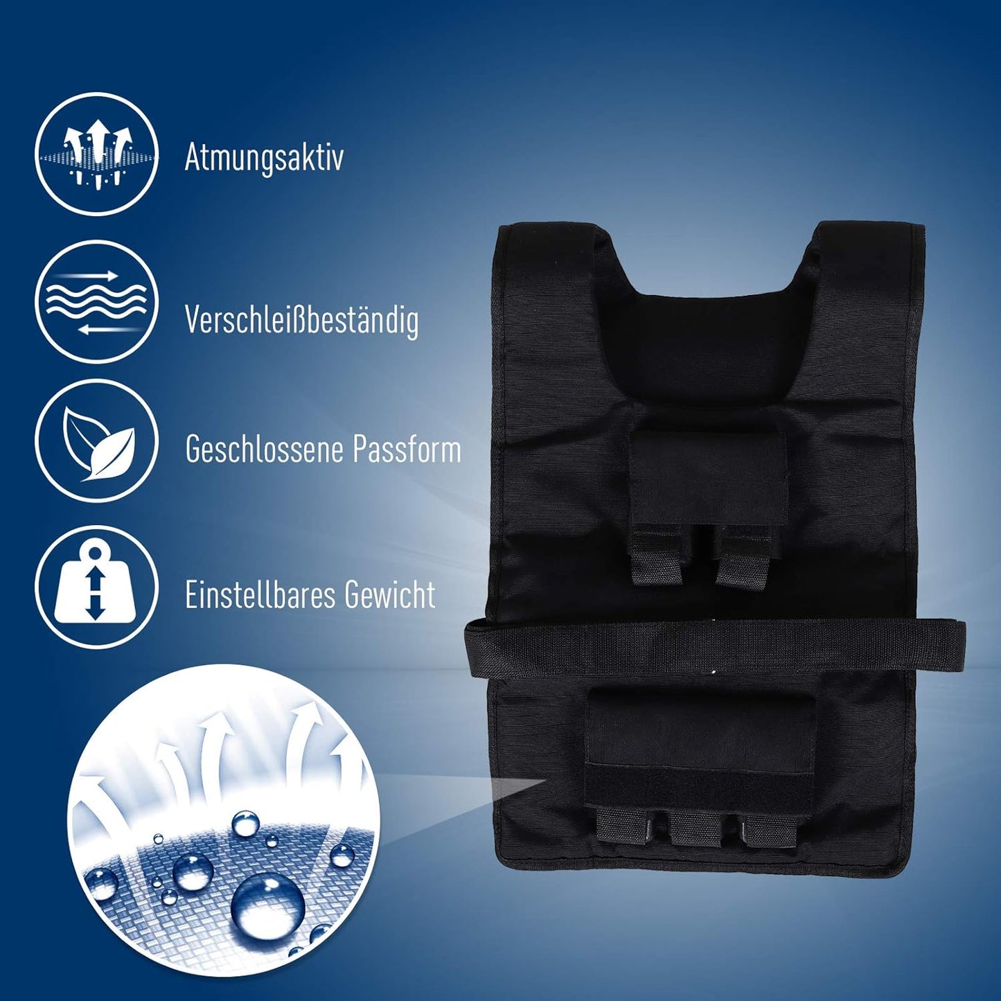 Verstellbare Gewichtsweste für Krafttraining (20 kg), 20 Kilogramm