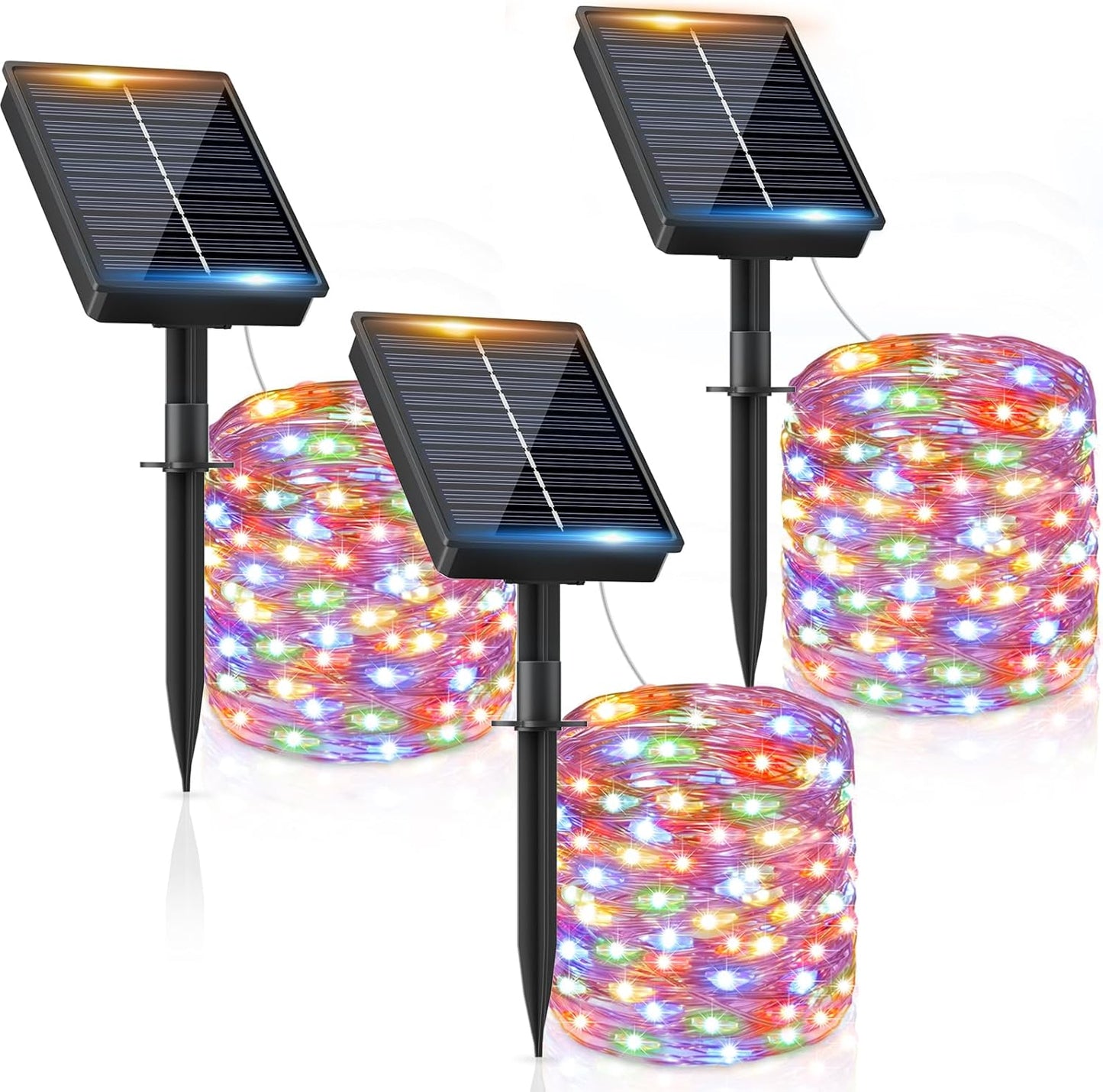 3er Set Solar Lichterkette, Bunt 3 Stück-12M