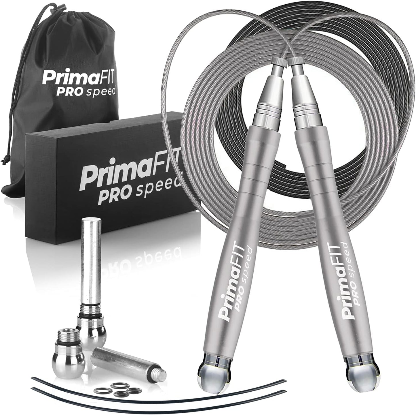 Fitness Springseil mit Gewichten & Kugellager, Silber