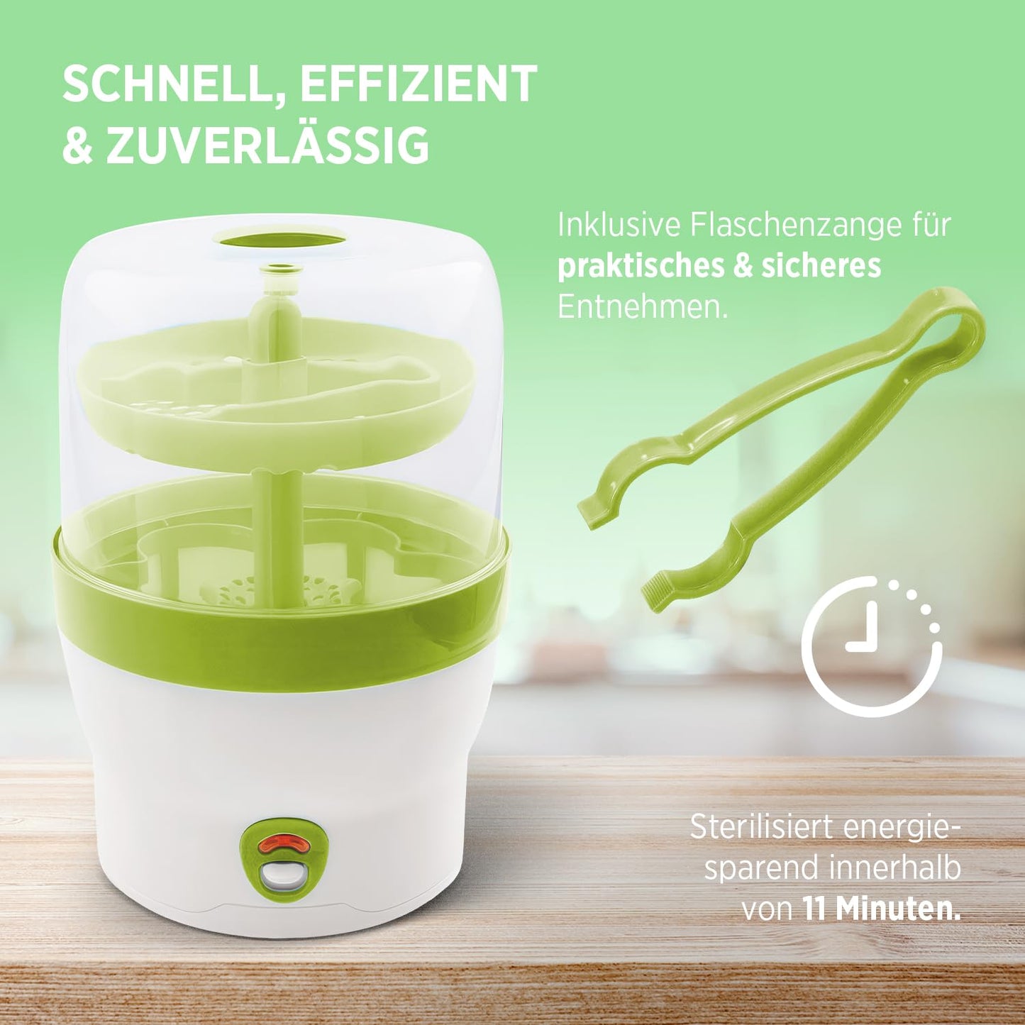 Sterilisator für Babyflaschen, Grün