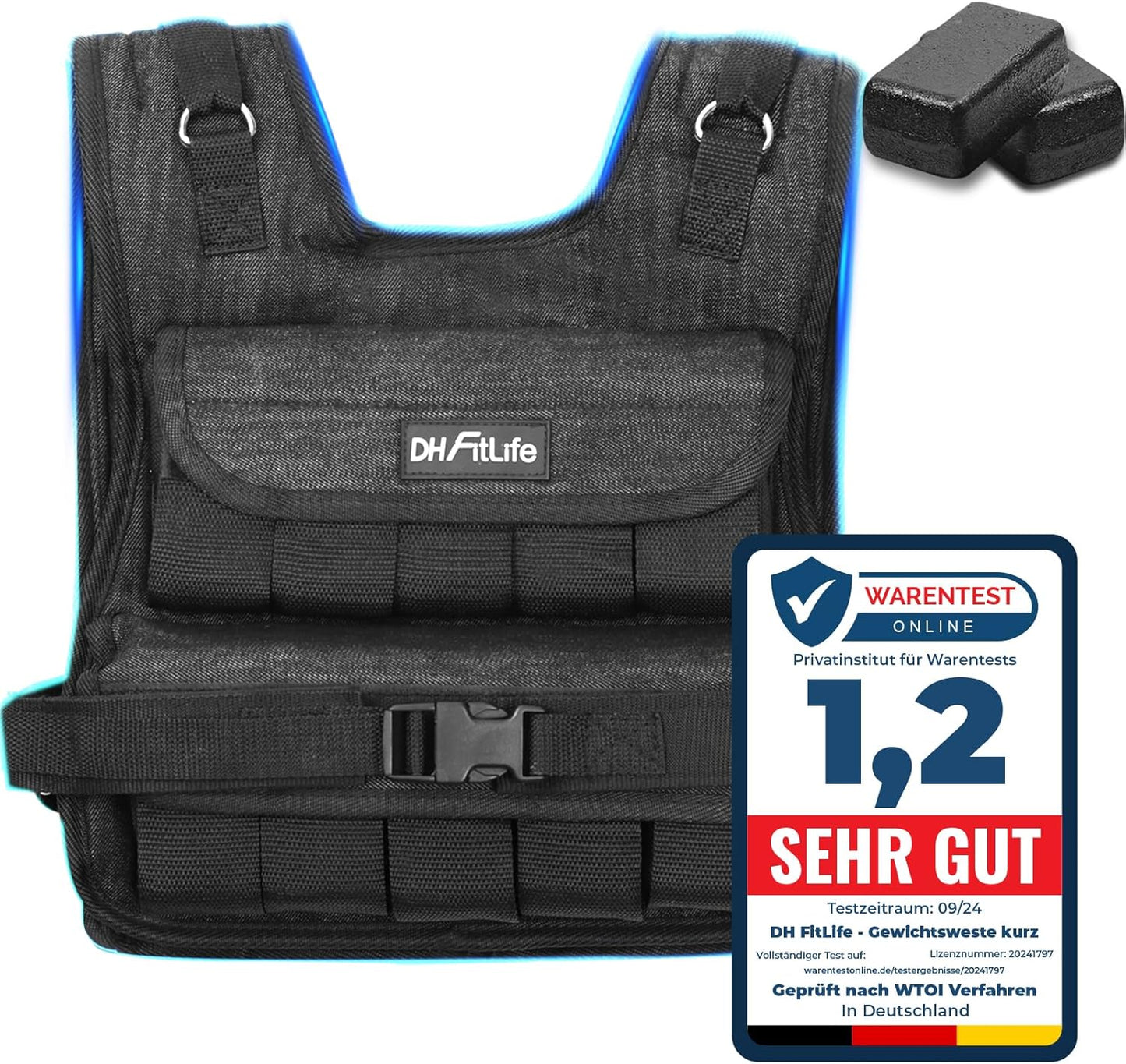 Verstellbare Gewichtsweste, Schwarz-20kg