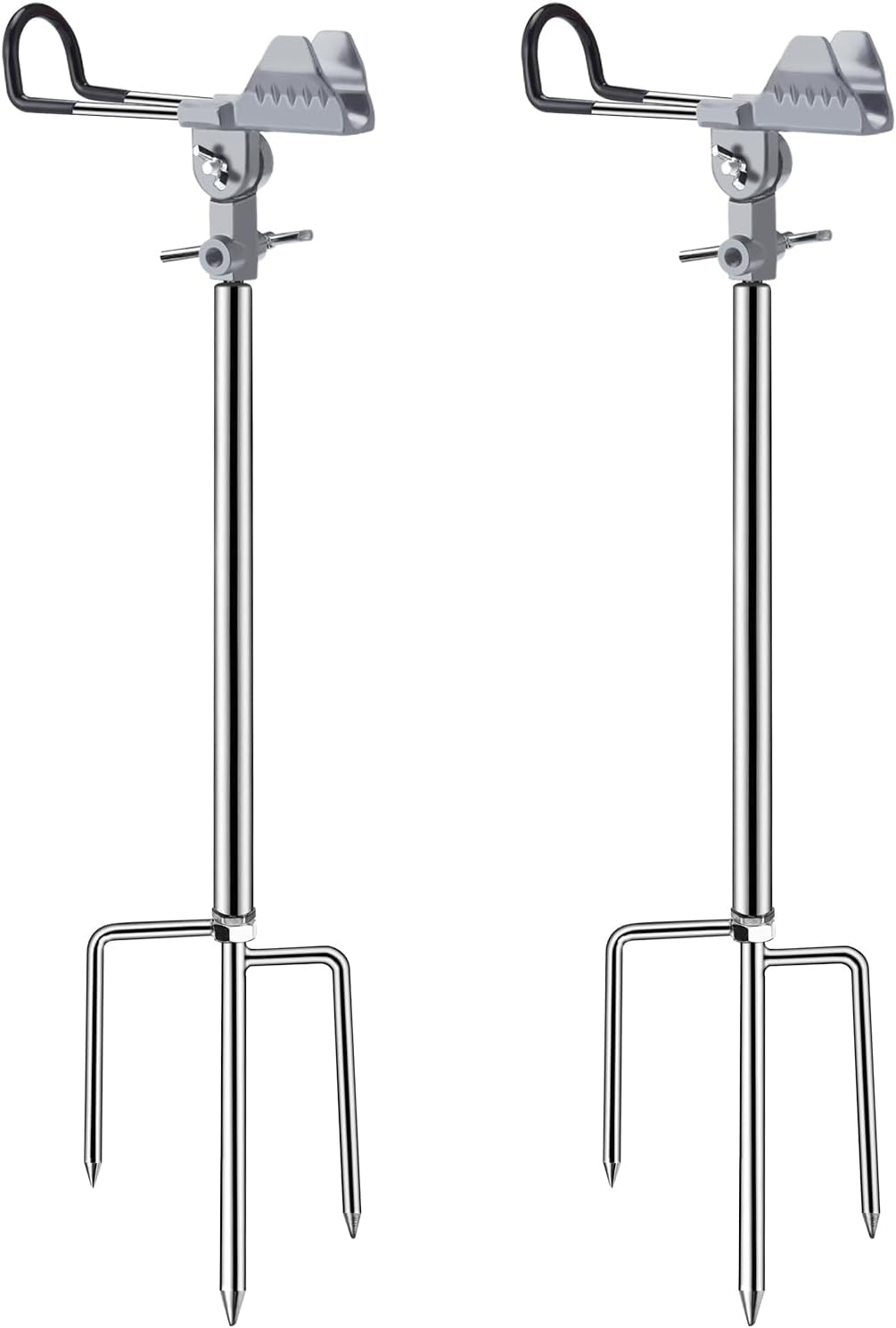 2er Angelrutenhalter-Set, 360° verstellbar, Silber