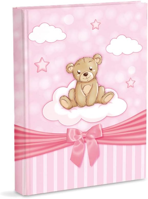 Geburtsfotoalbum, Teddybär, Rosa