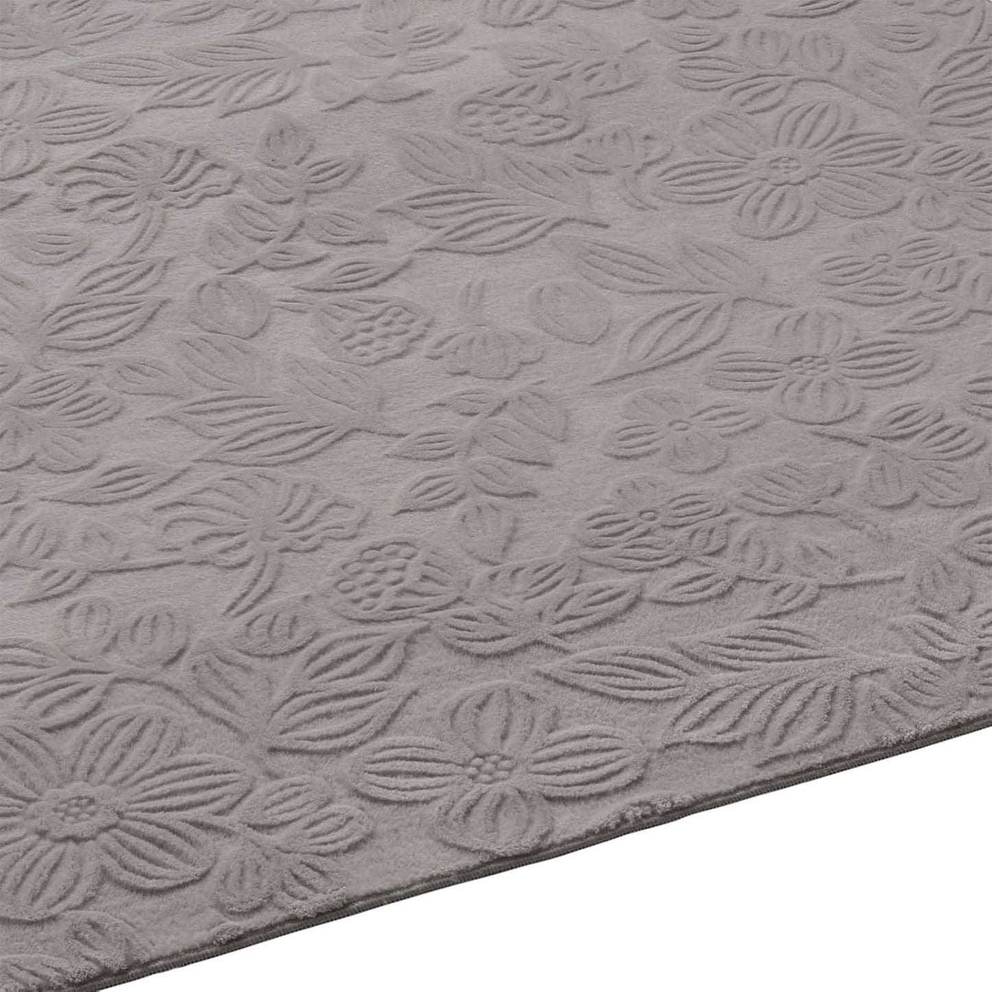 Rutschfeste Badematte, waschbar, Grau Floral 120 x 170 cm (Rechteckig)