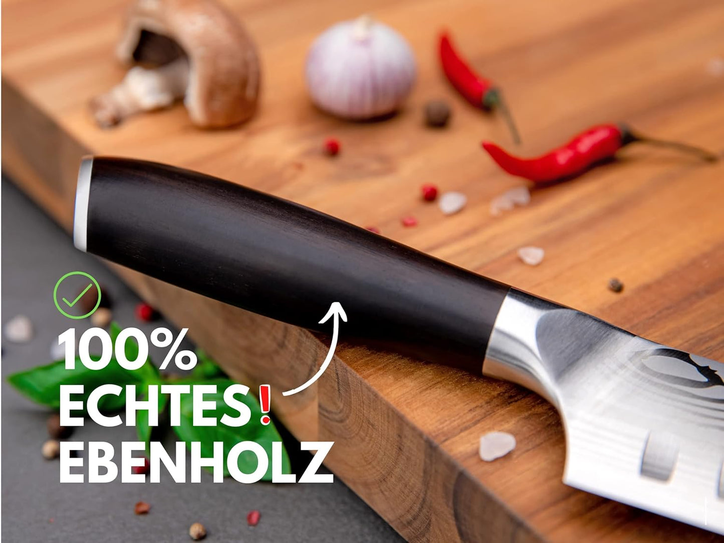 Santokumesser, Ebenholz Damast-optik