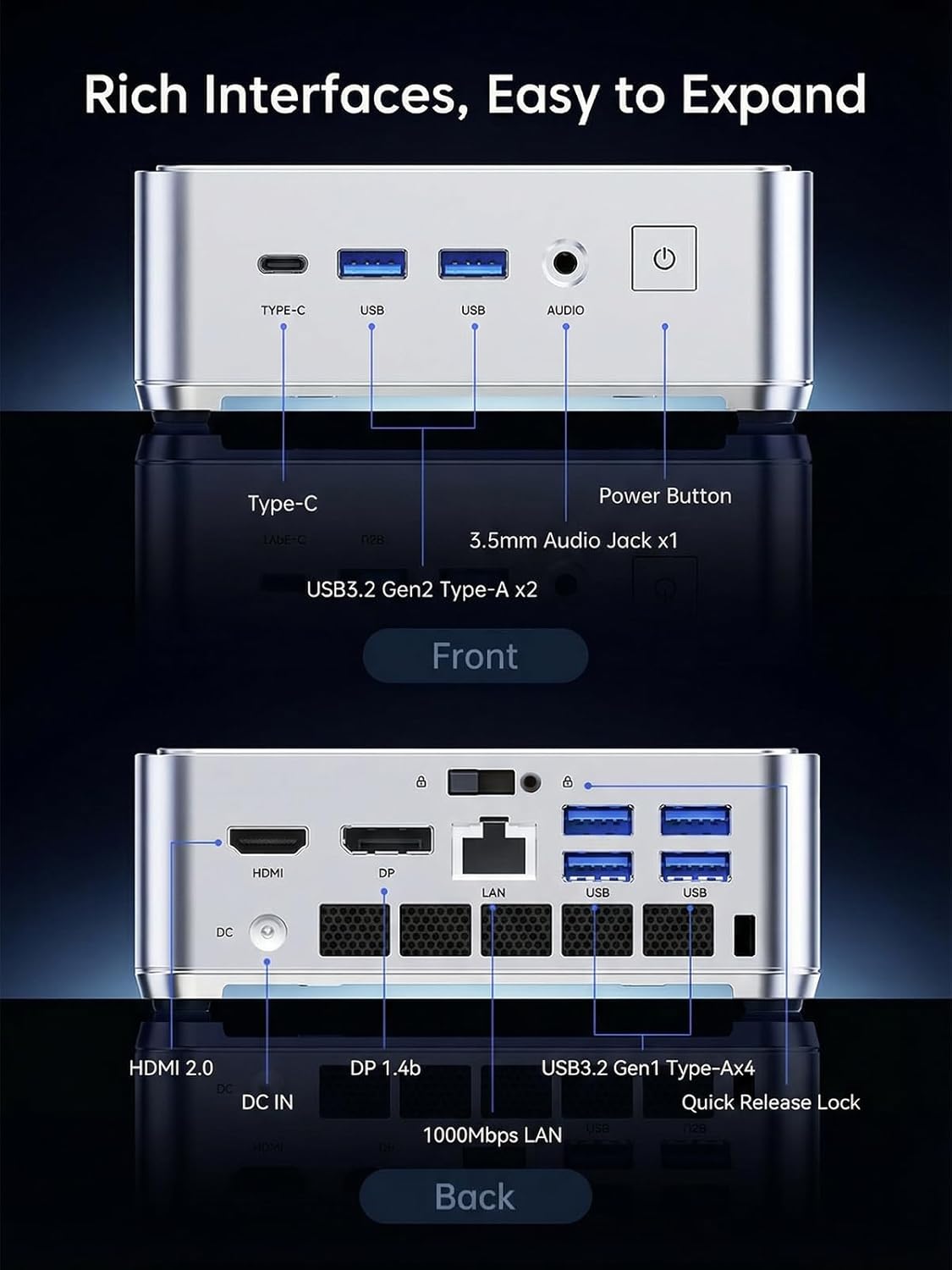 Mini PC Hyper H2 mit i5-14450 HX, 16 GB RAM, 512 GB SSD, Ram 16 GB, 512 GB, i5