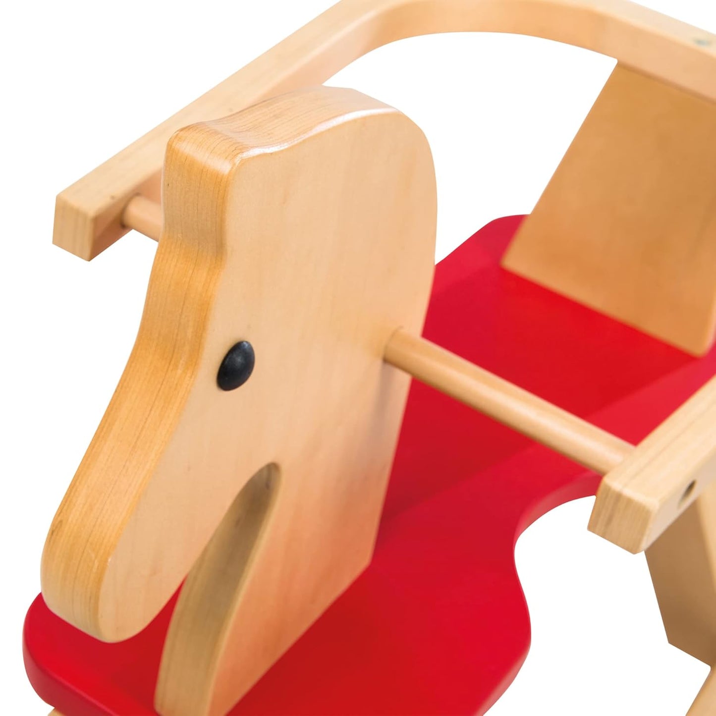 Schaukelpferd mit abnehmbarem Schutzring, Natur/Rot