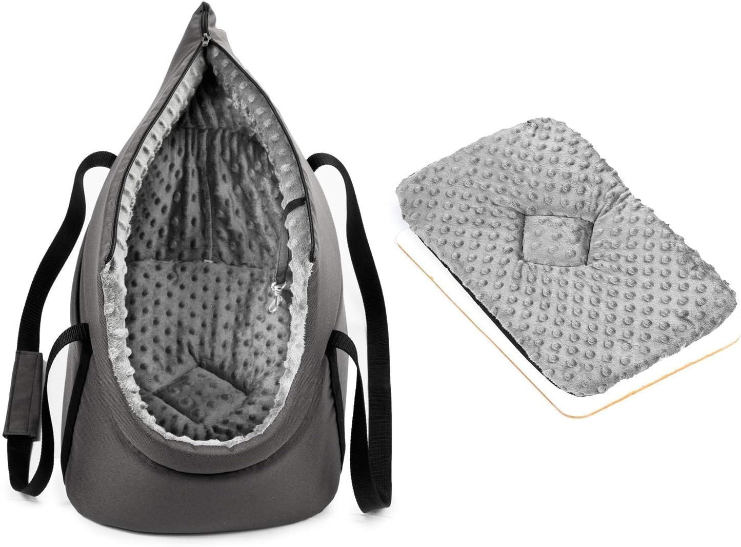 Hundetasche, L 38 x B 28 x H 28 cm Grau/(Plüschstoff mit Noppen)