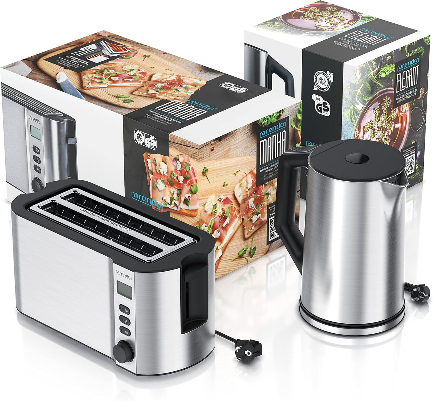 Wasserkocher mit Toaster-Set (4 Scheiben), C: Silber