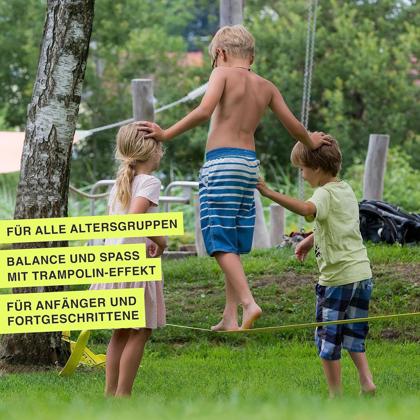 Slackline Komplett-Set 25 m, Gelb STANDARD Slackline
