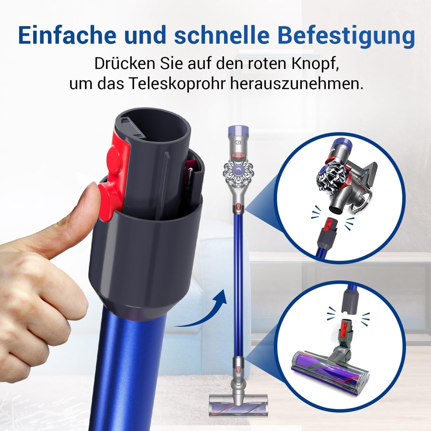 Staubsauger-Verlängerungsrohr für Dyson-Modelle, Blau