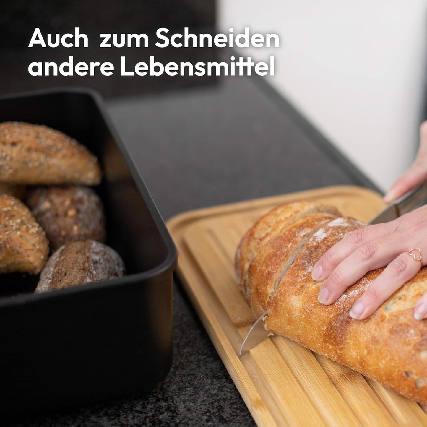 Brotkasten mit Schneidebrett, 2 in 1 Brotbrett und Behälter