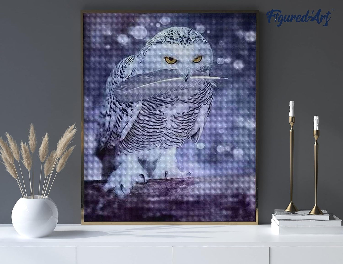 Diamond Painting, 40 x 50 cm, Eulenfeder 40x50cm (Ohne Rahmen)
