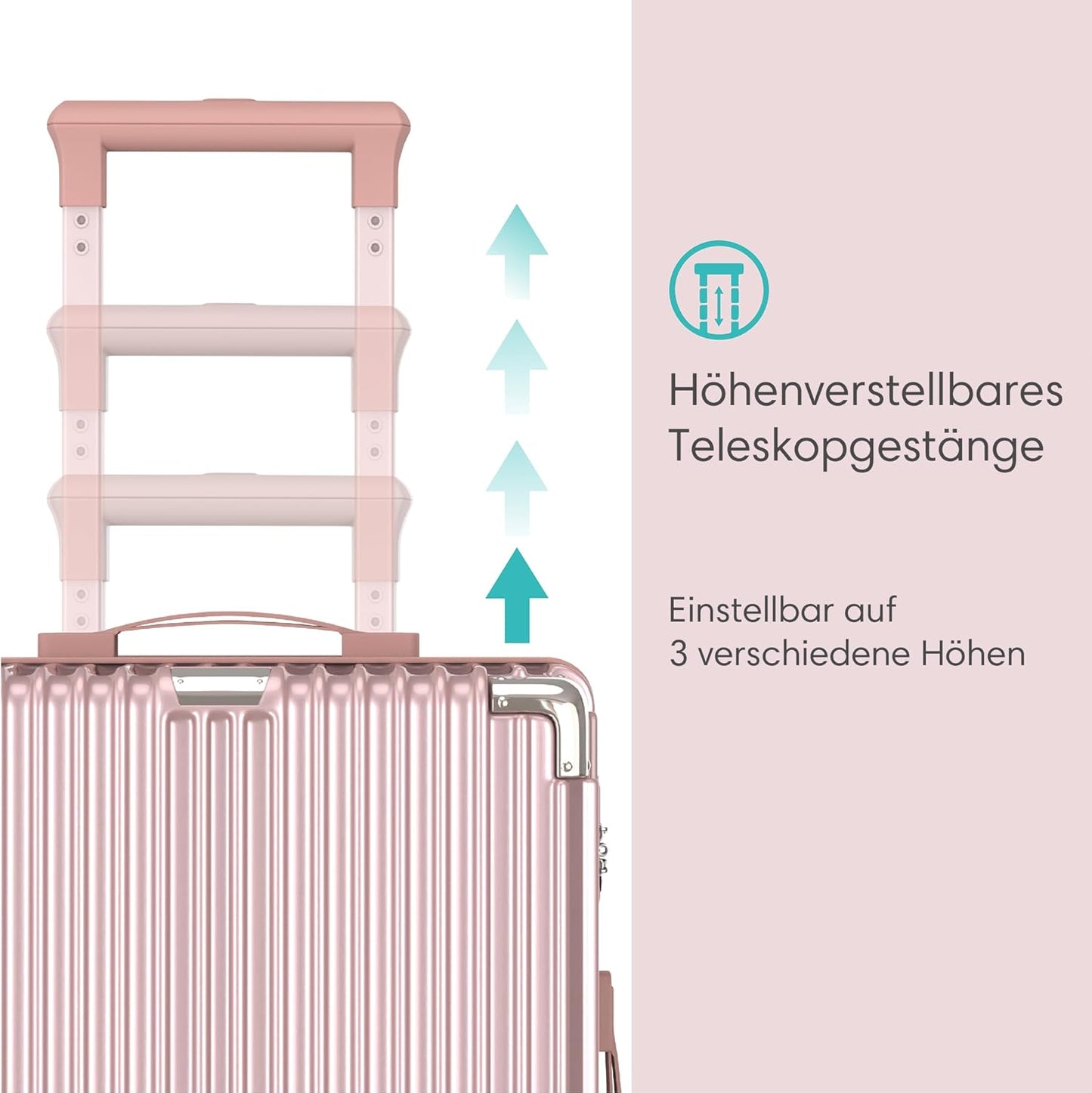 Hartschalenkofferset mit TSA-Schloss (2-teilig), 2 Telig Rose Gold