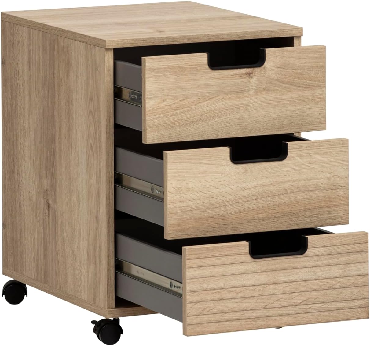 Rollcontainer Emmik 159593, Weiss Eiche Dekor / Gestreift