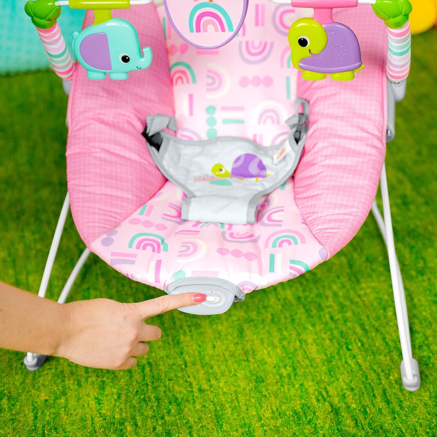 Tragbare Babywippe mit Spielzeugstange, 013-PINK