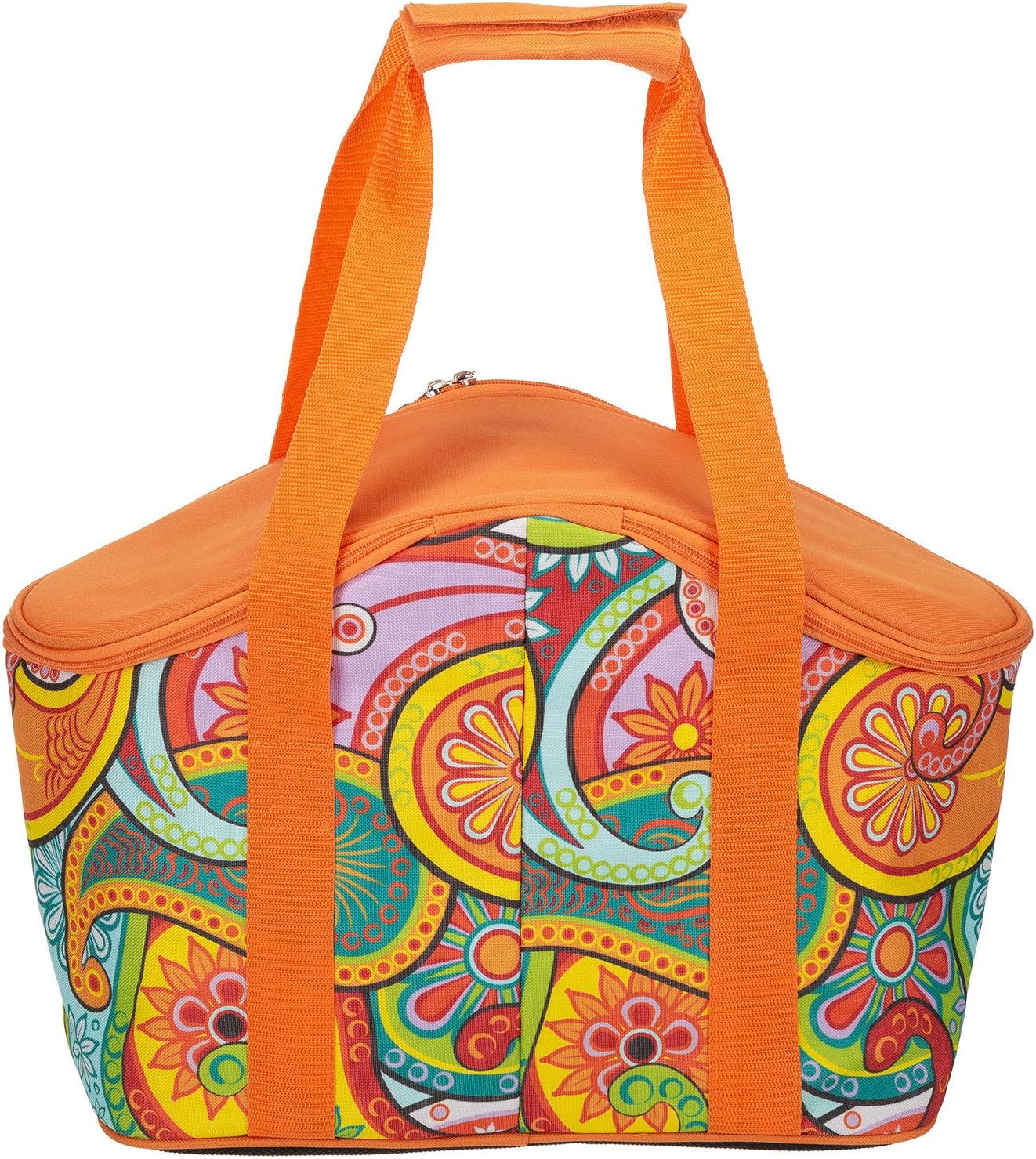 Pflegeleichte Kühltasche mit Zweiwege-Reissverschluss, paisley orange