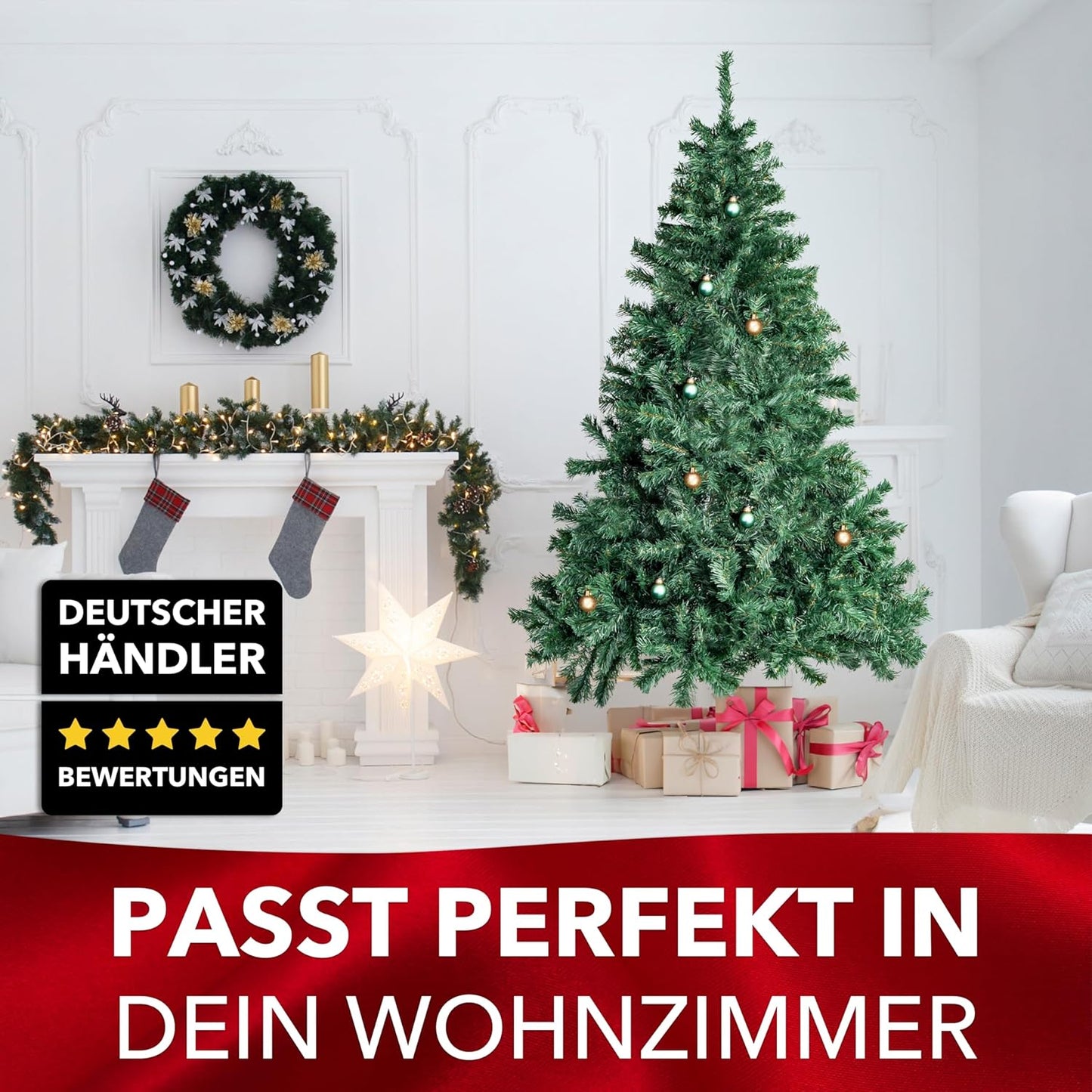 Künstlicher Weihnachtsbaum mit Ständer, 120 cm Grün