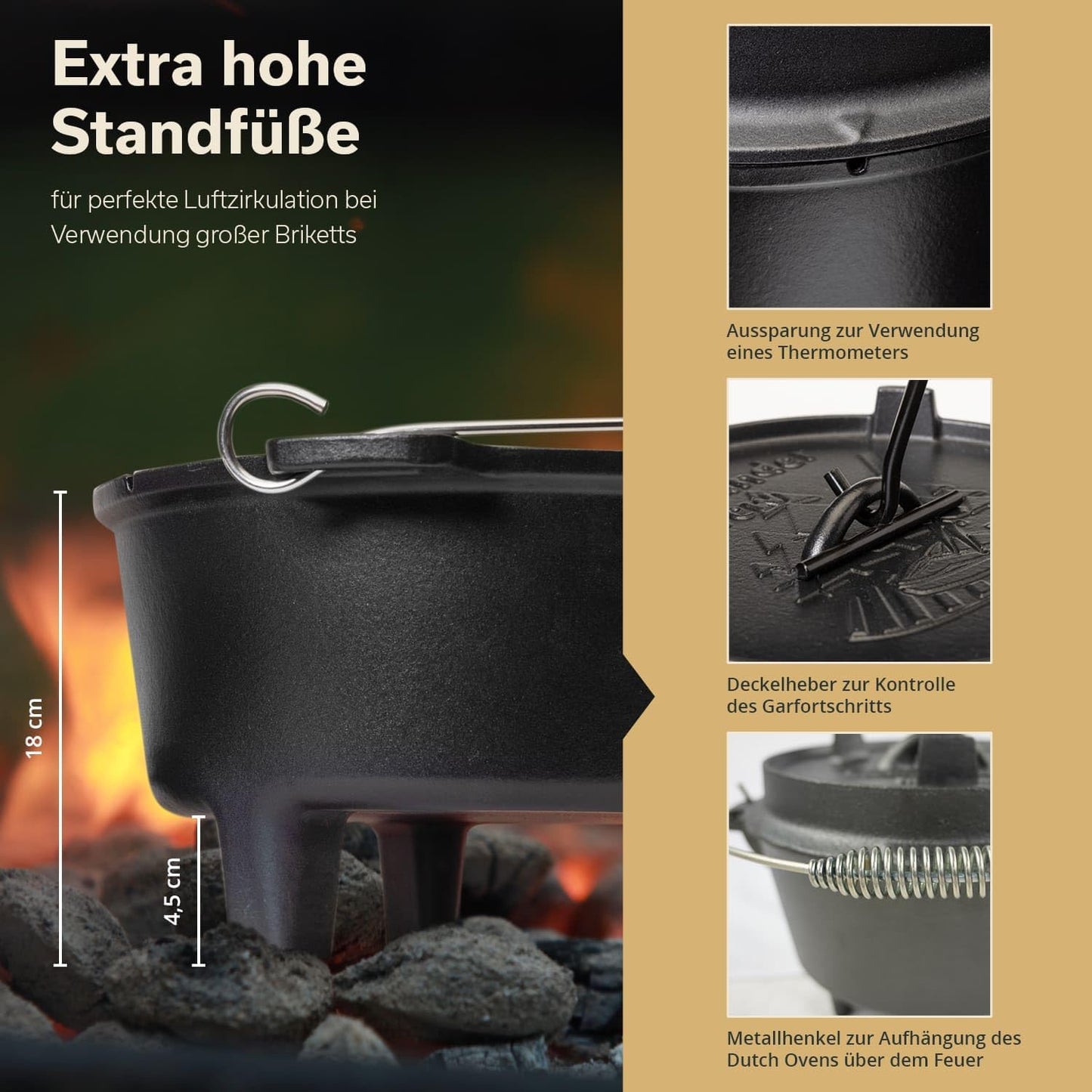 Dutch Oven Feuertopf (emailliert), 10,25 Liter