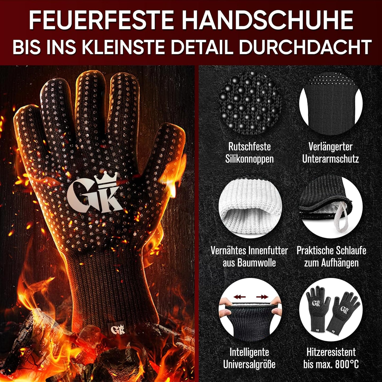 Gusseisen Wok Pfanne, 35 cm, mit Grillhandschuhen, Wok Pfanne mit Pflegepaste 35cm