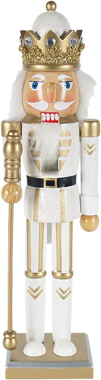 Nussknacker "König mit Zepter", Weiss-gold