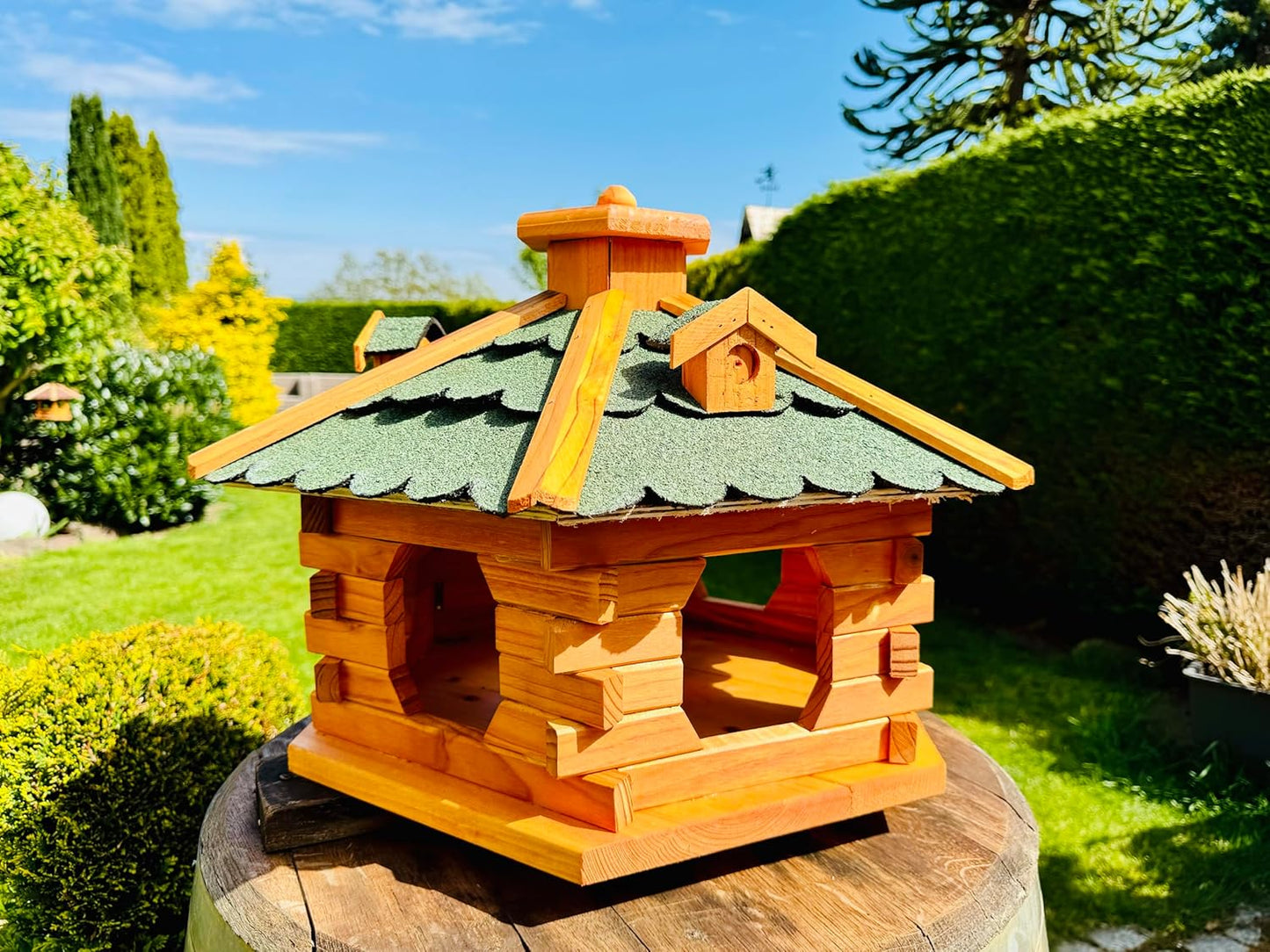 Sechseck Vogelhaus XL ohne Ständer, wetterfest, Grösse XL ohne Ständer Grün - Braun