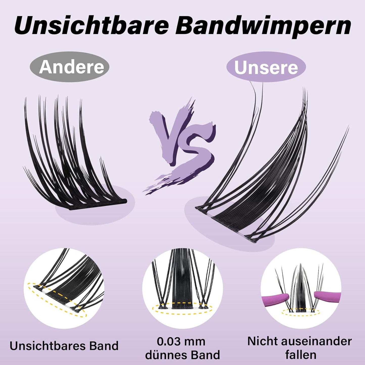 Lash Extension Set mit unsichtbarem Band (144 Stück)