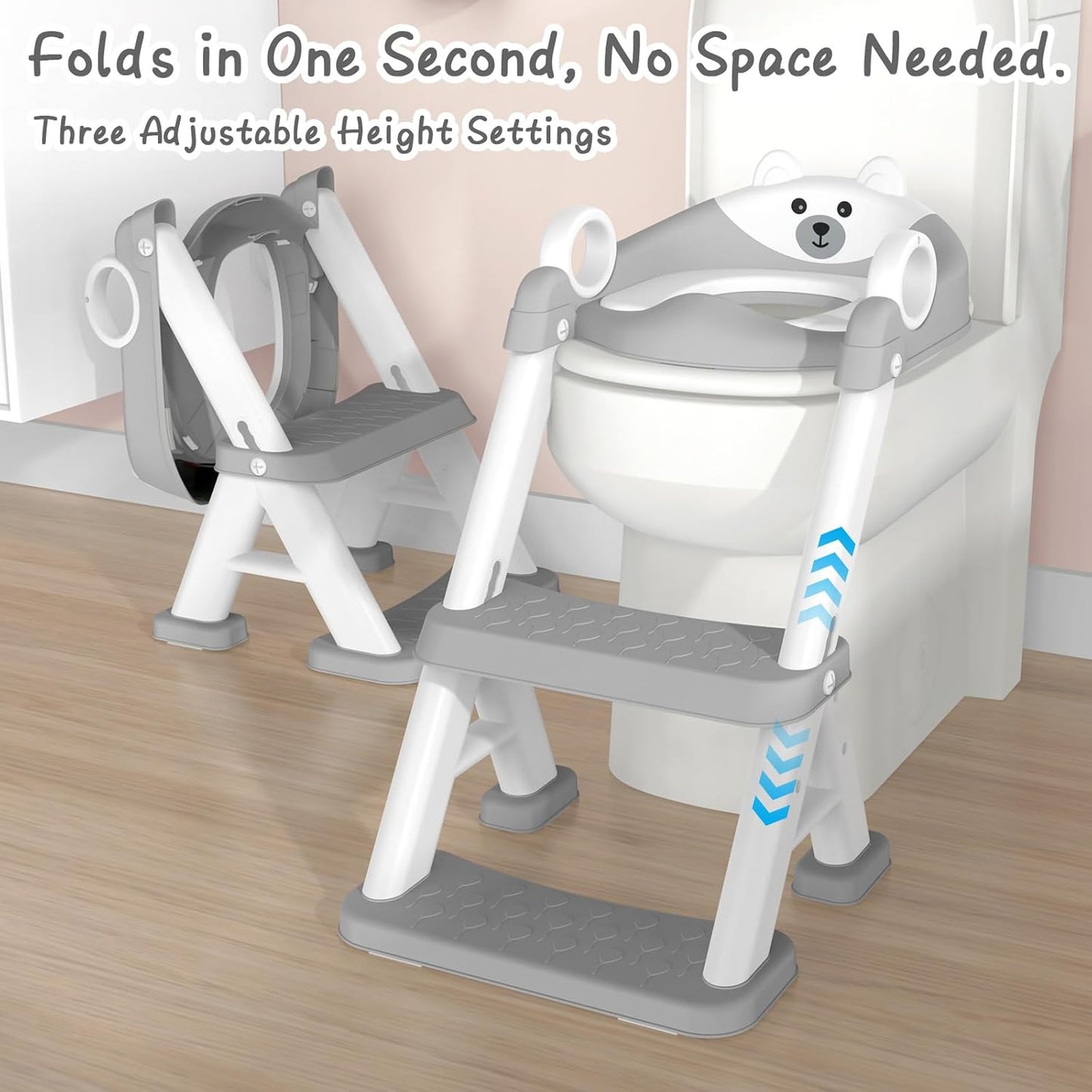 Toilettensitz mit Treppe für Kinder, Grau