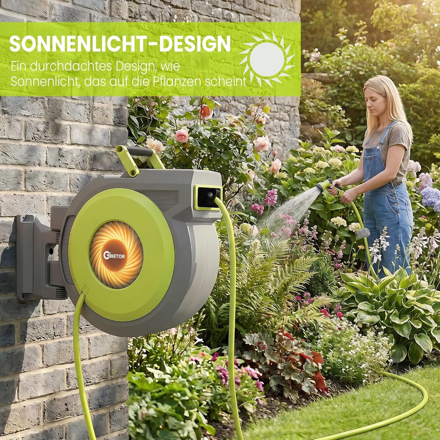 Gartenschlauch-Trommel, Grün 40M