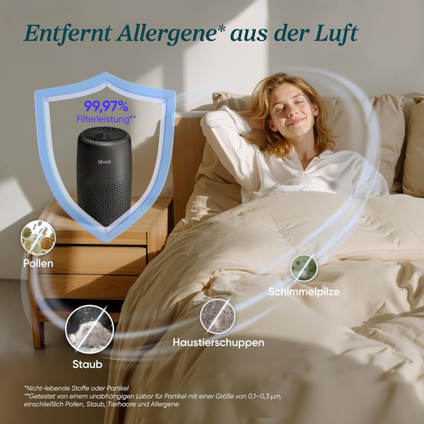 Luftreiniger mit HEPA-Filter und Aromatherapie, Schwarz Luftreiniger