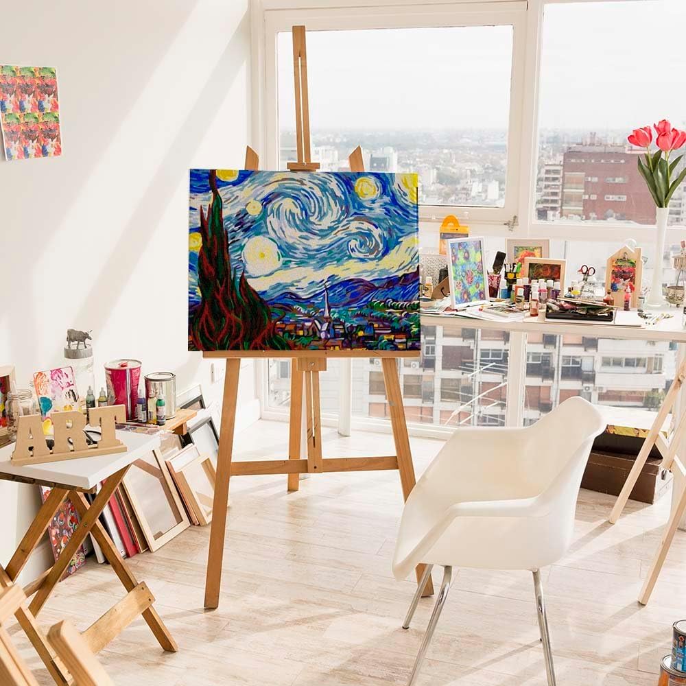 Malen nach Zahlen Set The Starry Night, Vincent van Gogh The Starry Night Mit Rahmen