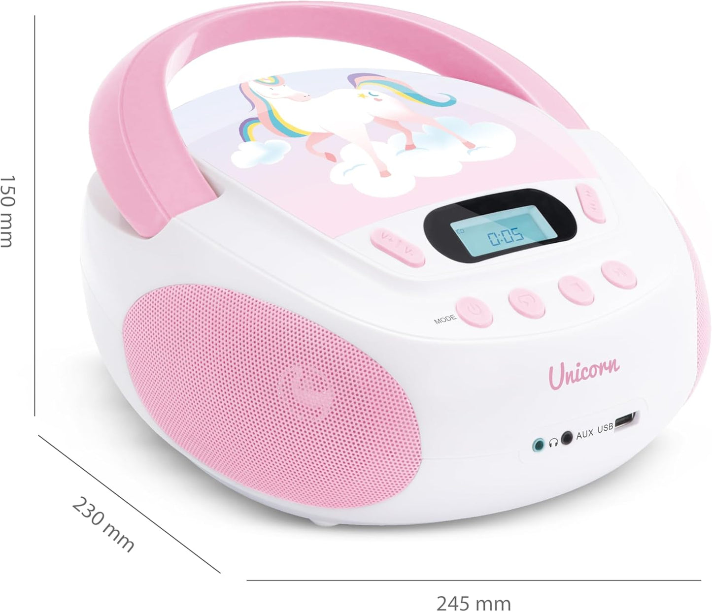 Unicorn CD-Player für Kinder, Rosa