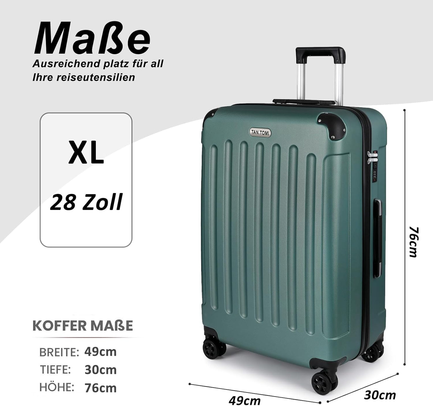 Hartschalenkoffer, Helles Dunkelgrün XL