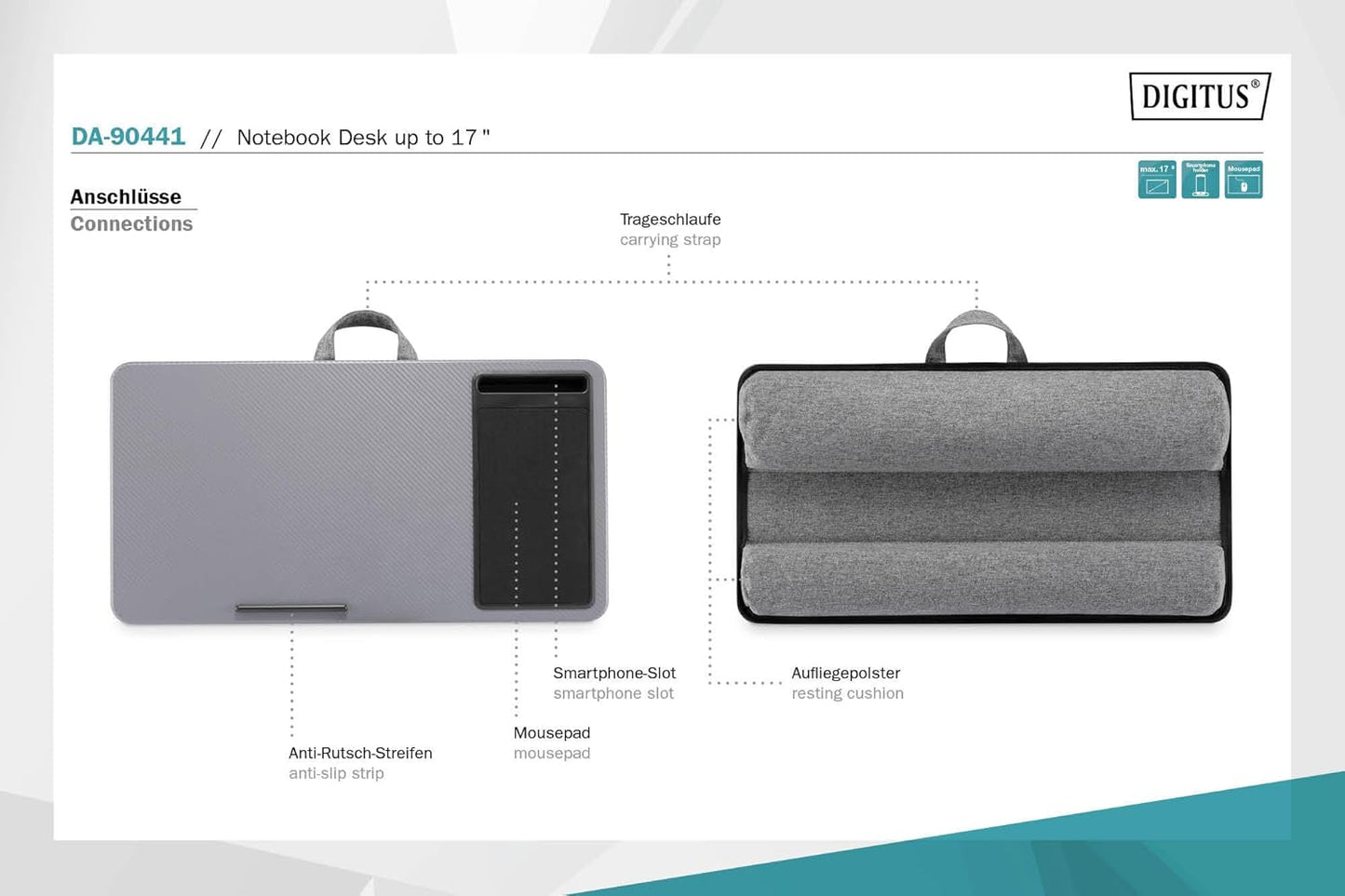 DA-90441Notebook-Kissen mit Smartphone-Halterung