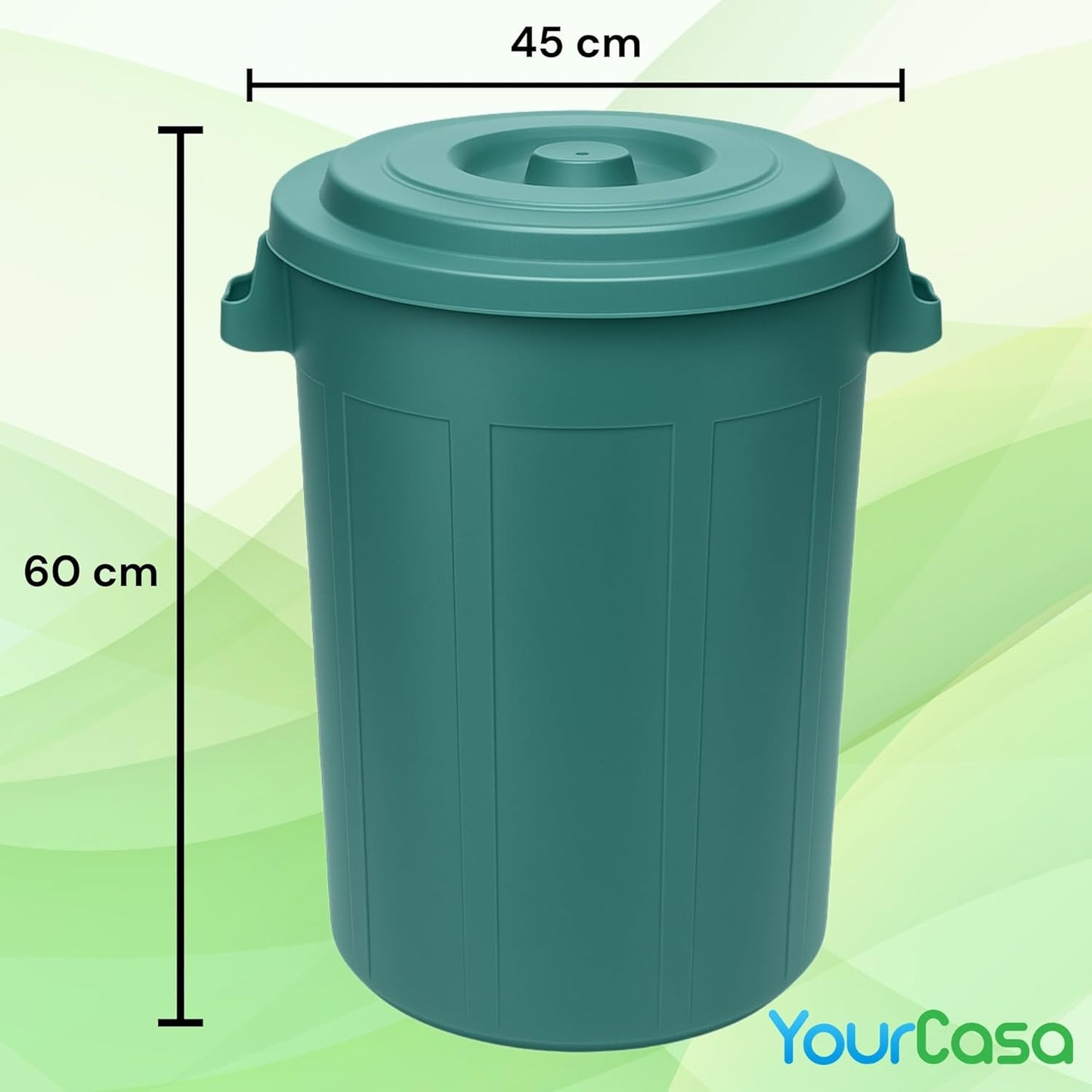 2 Stück Mülltonnen mit Deckel, Grün 2x70L