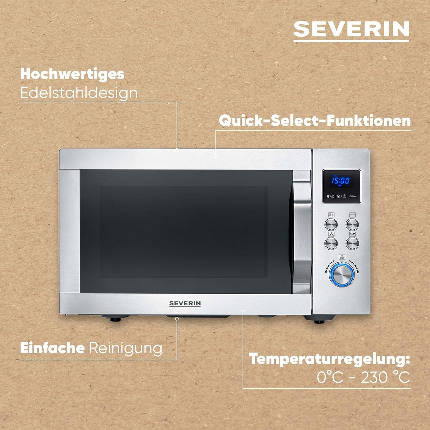 Mikrowelle mit Heissluft und Grillfunktion, 4-in-1 mit Air Fry Funktion