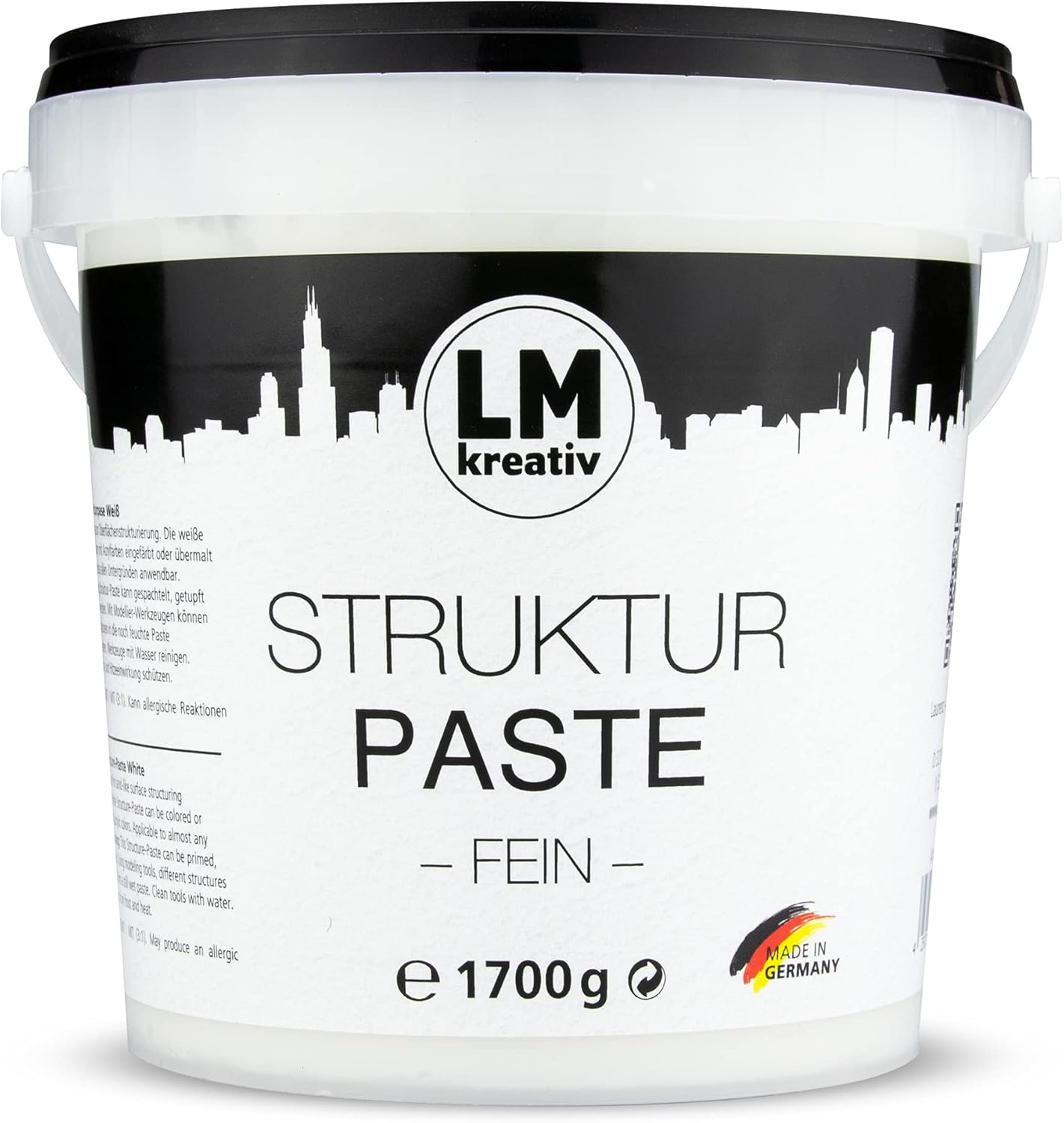 Strukturpaste fein für Acrylmalerei, Weiß fein1,7 kg Eimer