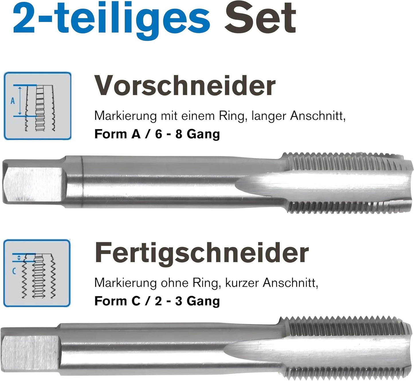Gewindebohrer-Set MF12 x 1,25 2-teilig, MF12 x 1,25
