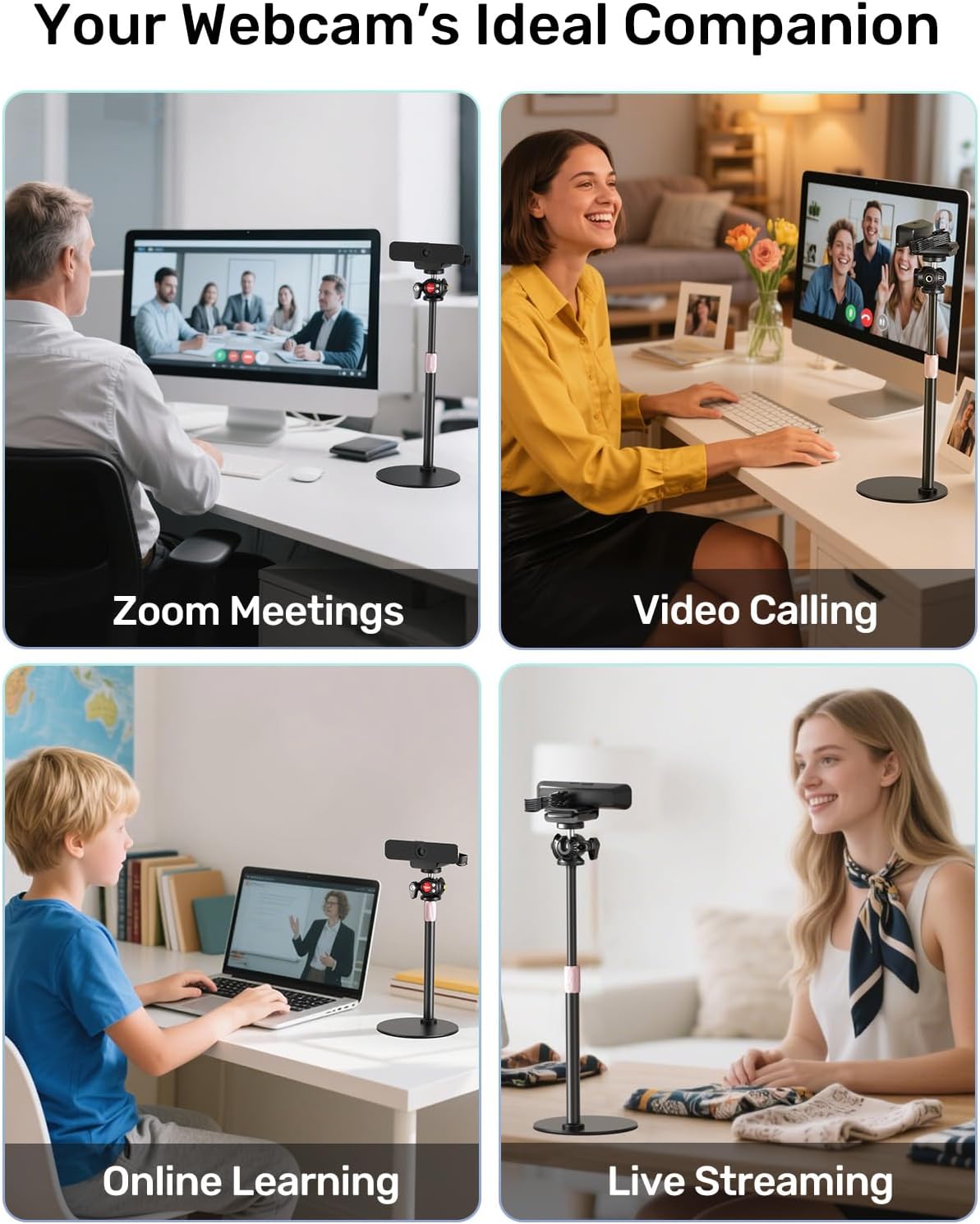 Webcam Ständer mit 360° Kopfdrehung, 9.2''-15.5'' in