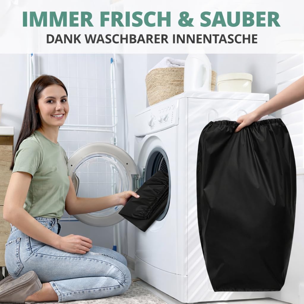 Müllsackständer mit Deckel, Bambus / Schwarz