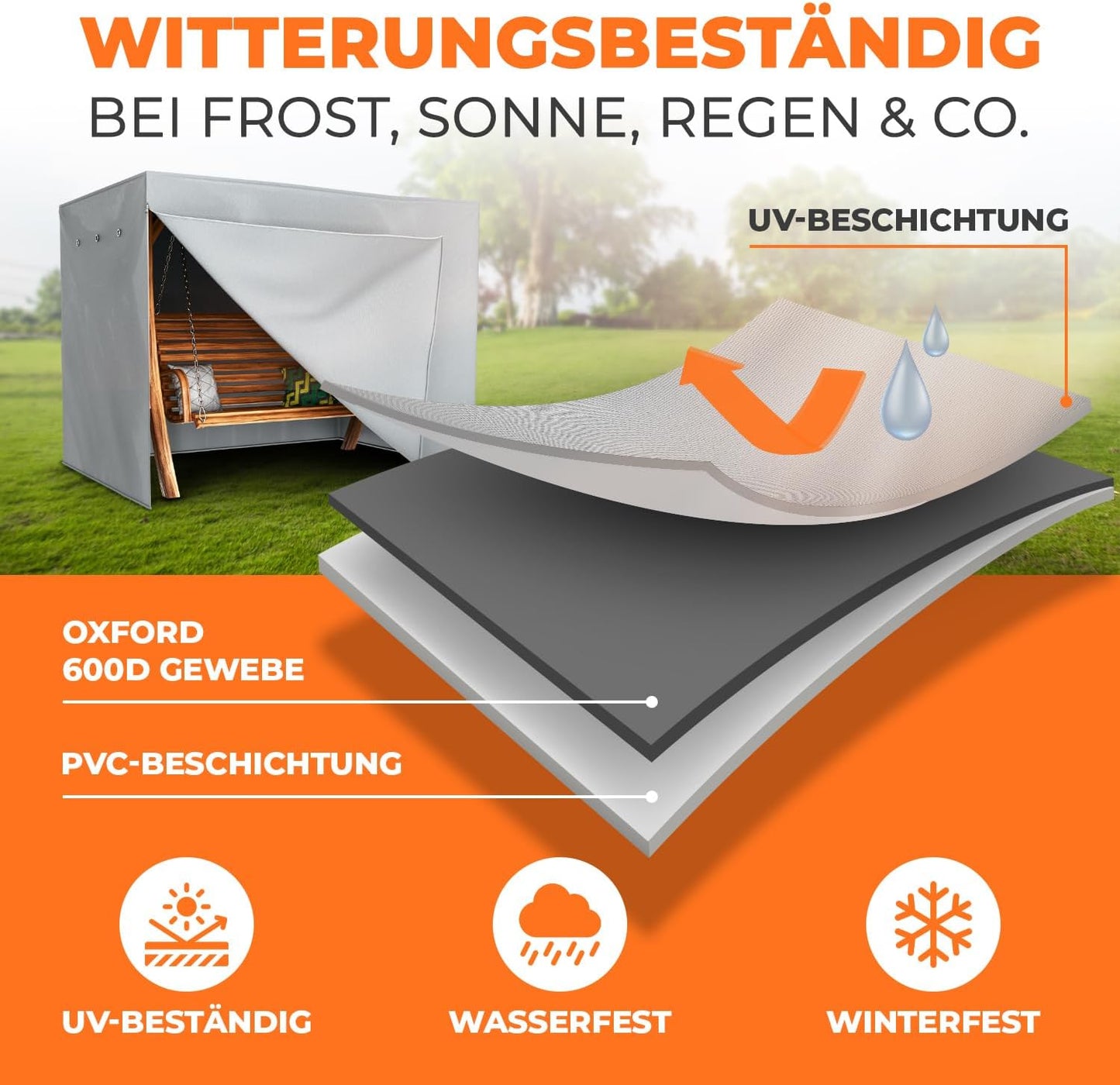 Schutzhülle für Hollywoodschaukel (winterfest, 3-4 Sitzer)