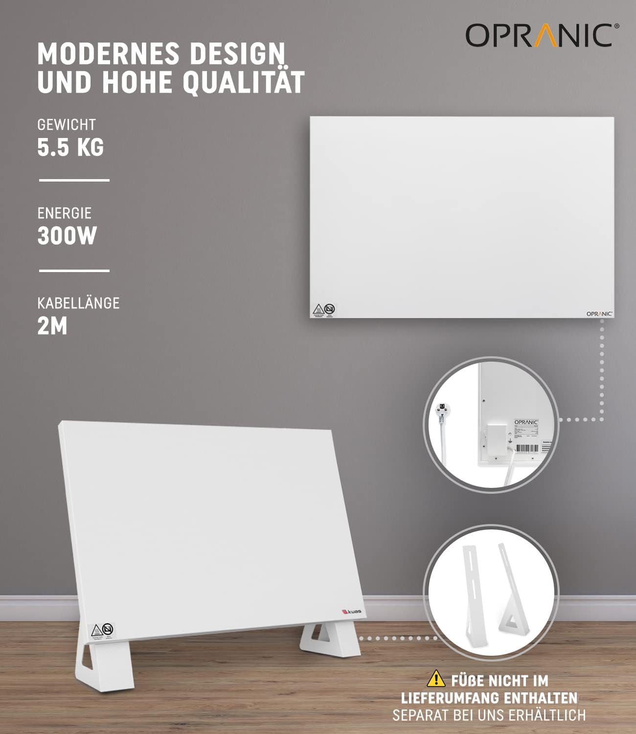 Infrarotheizung für Deckenmontage, Weiß 300 Watt